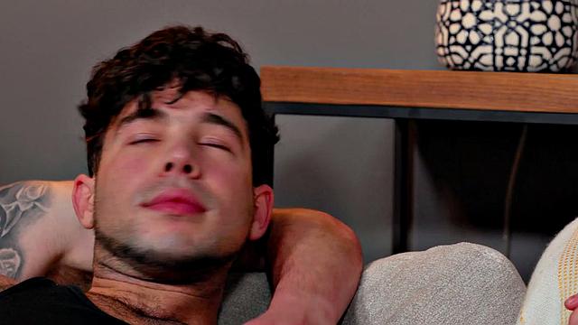 Tattooed BJ bottom bareback fucked in 3way by best friends