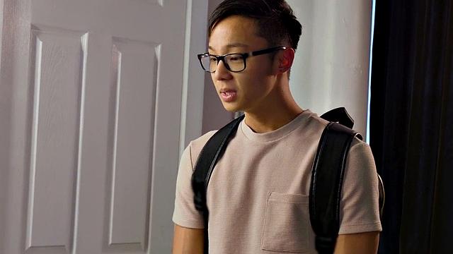 Bareback loving twink Asian fucked by police officer