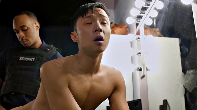 Bareback loving twink Asian fucked by police officer
