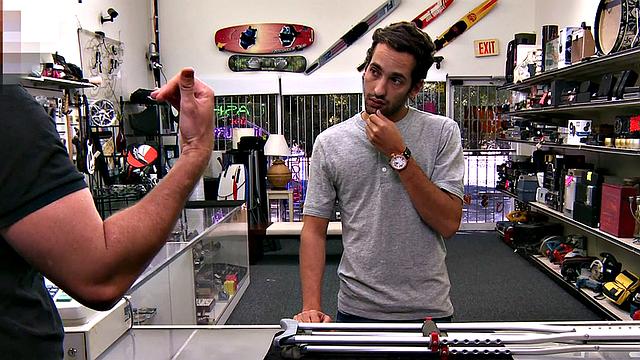 Real stud POV fucked in pawnshop office after BJ