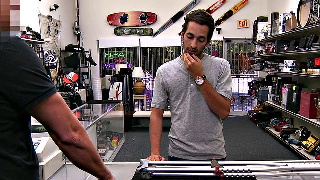 Real stud POV fucked in pawnshop office after BJ