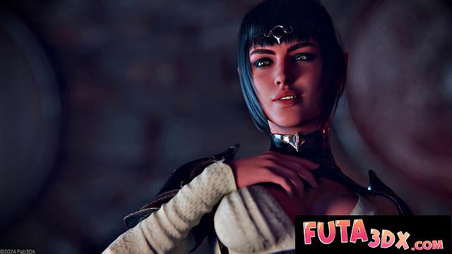 Futa3dX - Weary Blonde Traveler Finds A Tavern To Get Fucked By Big Dick Futa Babe