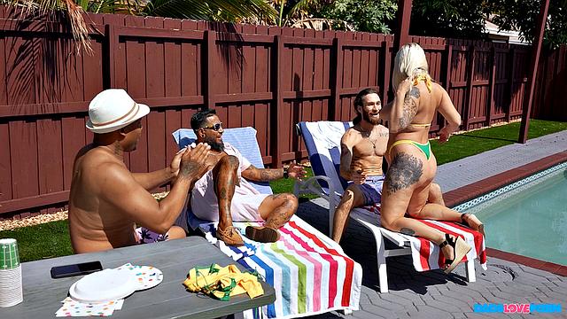 Элана Bunnz устраивает жаркую оргию с друзьями мужа на вечеринке