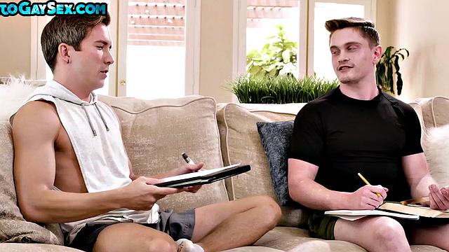 Cocksucking stud barebacks cumming BF at home