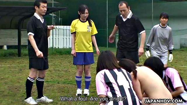 Japanese soccer girls get multiple cocks