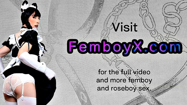 Glam trap femboy fucks in lace