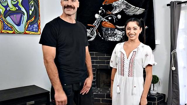 Petite babe penetrated by big hard dick in wet pussy