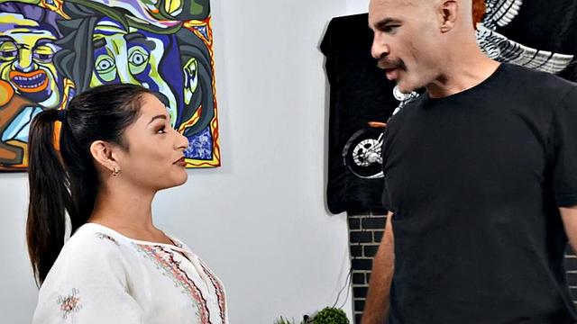 Petite babe penetrated by big hard dick in wet pussy