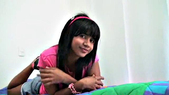 Tobie fingering her sweet petite pussy