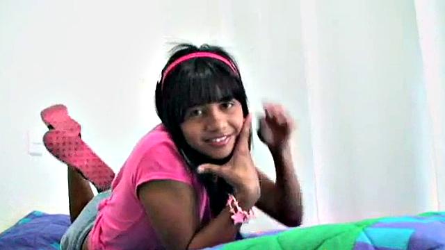 Tobie fingering her sweet petite pussy