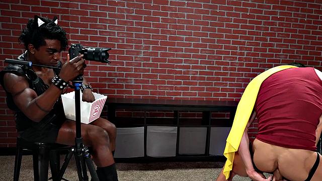 IR cosplay stud mesmerized and fucked by Black in leather