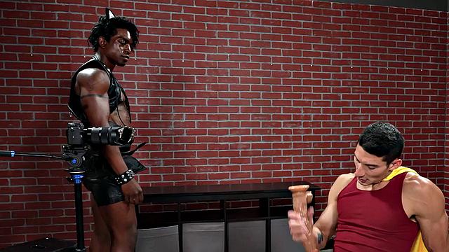 IR cosplay stud mesmerized and fucked by Black in leather