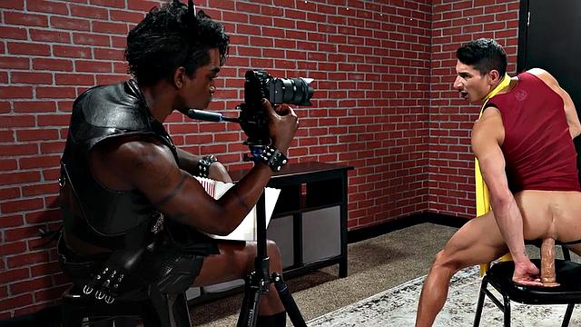 IR cosplay stud mesmerized and fucked by Black in leather