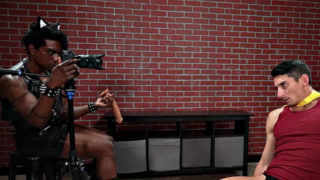 IR cosplay stud mesmerized and fucked by Black in leather