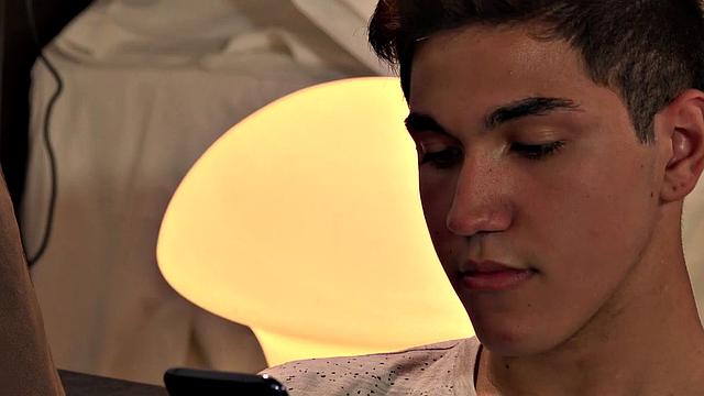 Ash is laid back on the sofa when Felix enters the room naked. The two roll around on the couch kissing, as Felix undresses Ash. He goes down on Ash, before the two move into a sexy 69.