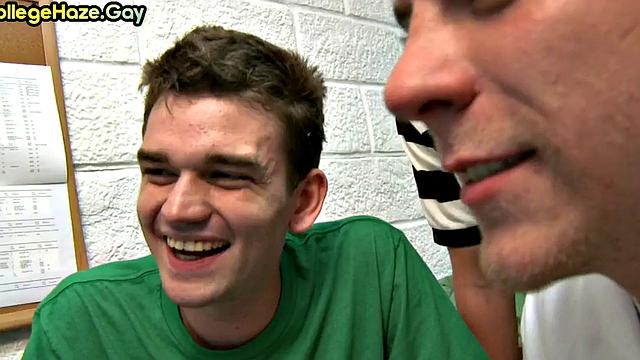 Straight studs in college go gay in fraternity groupsex