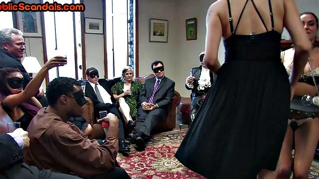 WAM BDSM submissive MILF used in group food session