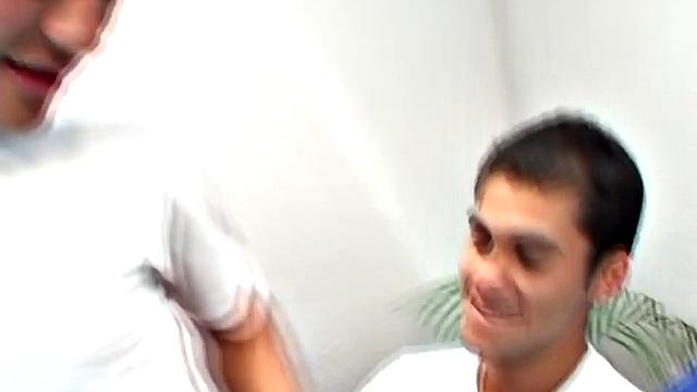 Young Harold is learning how to bottom and big Alfredo is happy to show him the ropes. He gets the boy naked and bends him over for an ass licking. Then, with legs in the air, Alfredo slides his stiff cock in.