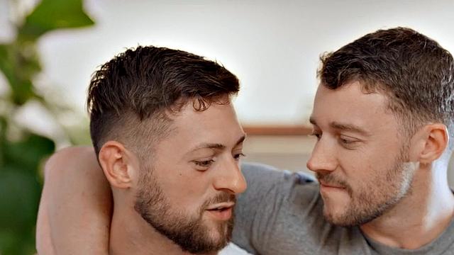 Tattooed jock bareback fucked by BF till facial