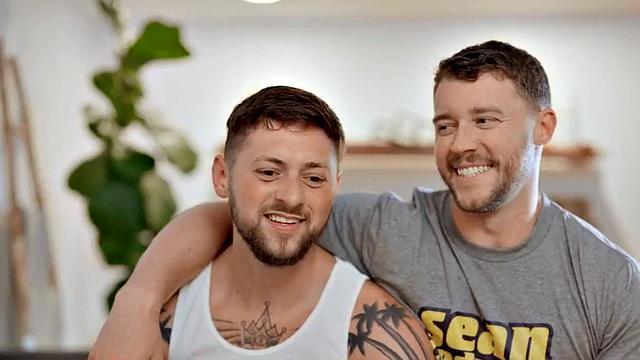 Tattooed jock bareback fucked by BF till facial