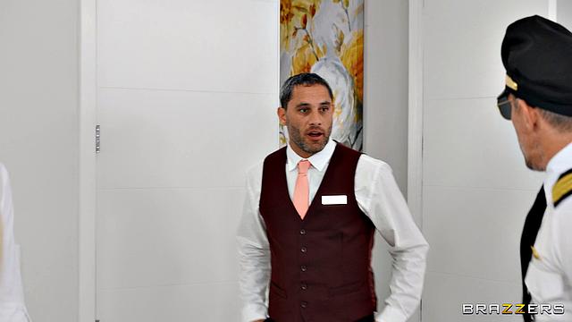 Flight Attendant Gets a Threesome Layover