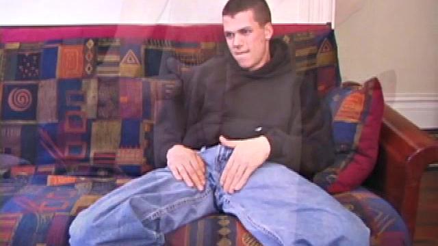Matthew Mtters rubs his dick through his jeans to get a boner. He takes off his hoodie and jeans, revealing a nice cock. Sprawled out on the sofa, he takes full advantage of his naked body.