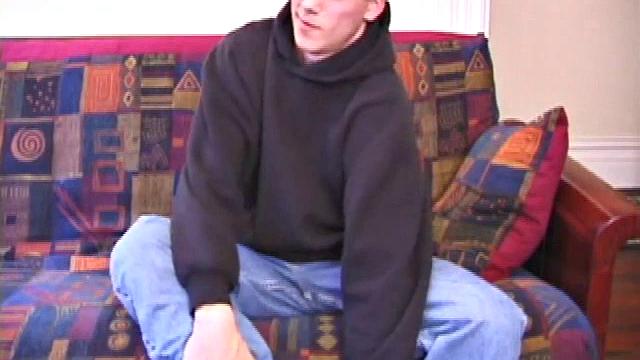 Matthew Mtters rubs his dick through his jeans to get a boner. He takes off his hoodie and jeans, revealing a nice cock. Sprawled out on the sofa, he takes full advantage of his naked body.