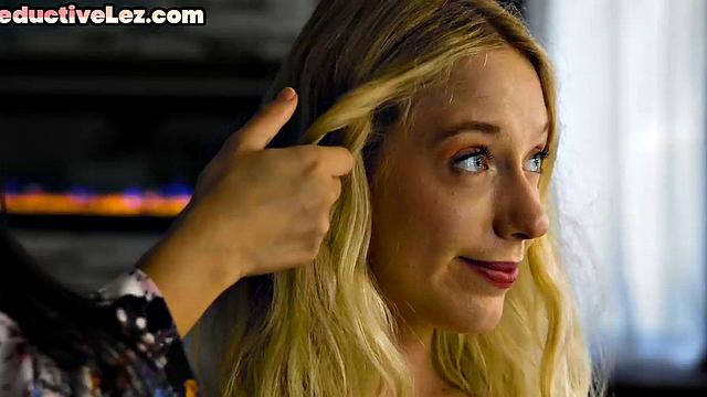 Asian scissoring and licking blonde 21yo BFF