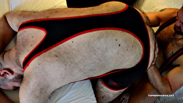 In this bareback threesome, MuscleBull and Topher Phoenix get down and dirty with Russ St. Mikael, his hotter than fuck furry ass gets plowed.