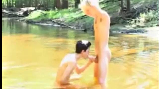 These two skinny twinks get naked by the river and exchange blowjobs. Kaden Roads and Blaine Black are both nicely hung, so there is plenty for each to wrap his lips around. They move out into the water for a bit and continue sucking dick.