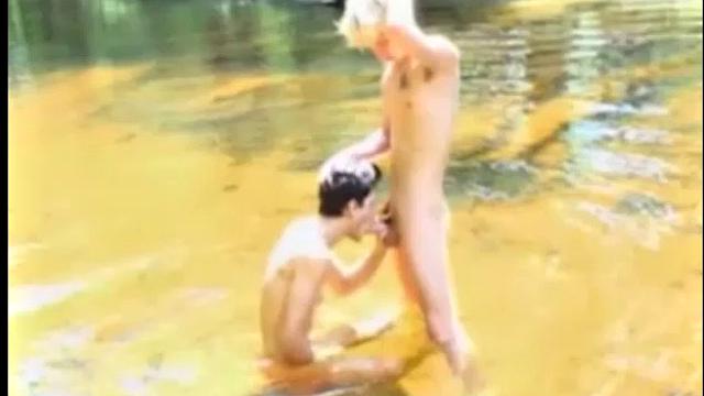 These two skinny twinks get naked by the river and exchange blowjobs. Kaden Roads and Blaine Black are both nicely hung, so there is plenty for each to wrap his lips around. They move out into the water for a bit and continue sucking dick.