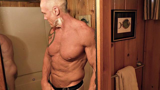 Muscled daddybottom rimmed and fucked by gay twink