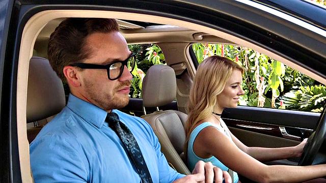 Blonde babe in tight car gets her pussy licked and fucked in various positions by Drivers Ed Suxxx