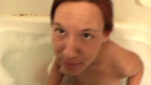 Pierced GF Sucks Stud's Cock in A Bathtub