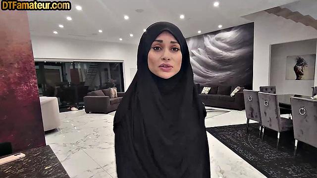 Busty Arab cutie riding lover's dick