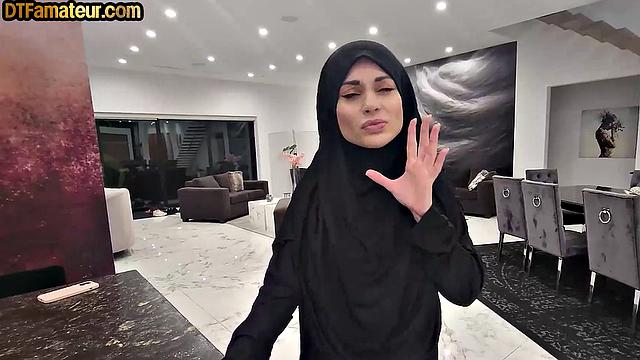 Busty Arab cutie riding lover's dick