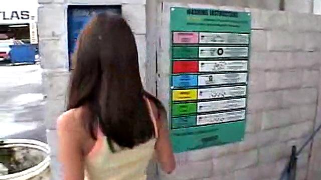 Chloe washing her car and then getting naked