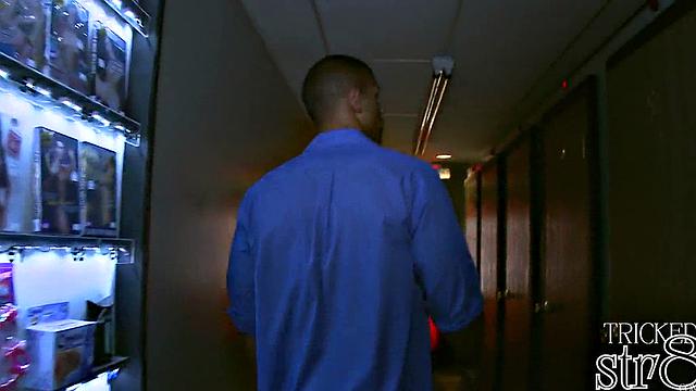 Black jock sucked in gay gloryhole till cum in mouth