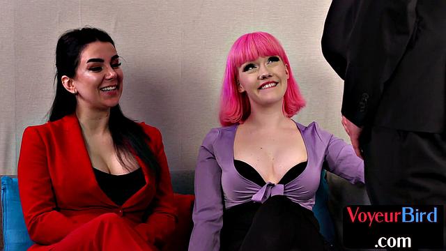 Big-titted voyeur sluts watching wanker