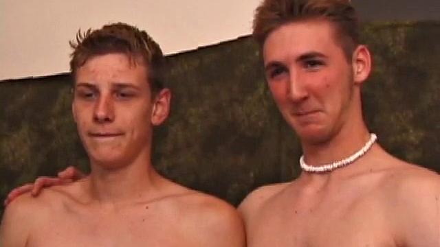 With some porn playing to inspire, Skylerr and Michael strip naked and start kissing. Michael sucks on Skylerr's cock, and then they switch places.