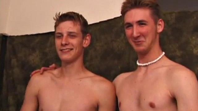 With some porn playing to inspire, Skylerr and Michael strip naked and start kissing. Michael sucks on Skylerr's cock, and then they switch places.