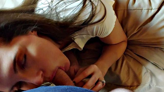 Stepdaughter rides POV-style & gets doggystyled after BJ