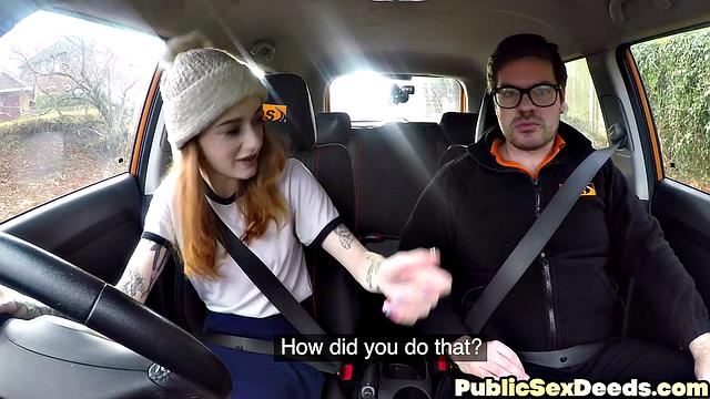 Petite ink slut gets smashed in the car