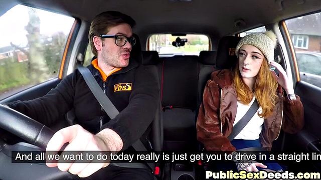 Petite ink slut gets smashed in the car