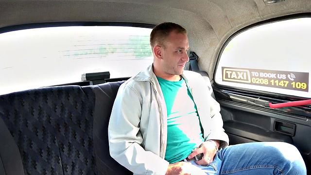 Hot blonde bombshell fucks her driver in reverse cowgirl & gets a cumshot on her tits