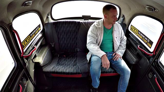 Hot blonde bombshell fucks her driver in reverse cowgirl & gets a cumshot on her tits