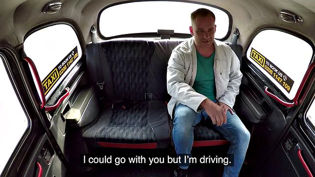 Hot blonde bombshell fucks her driver in reverse cowgirl & gets a cumshot on her tits