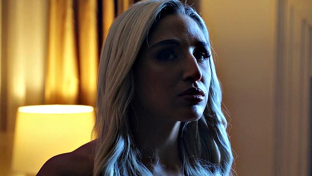 Watch this blonde babe in tattoos ride a hard cock in cowgirl reverse cowgirl position