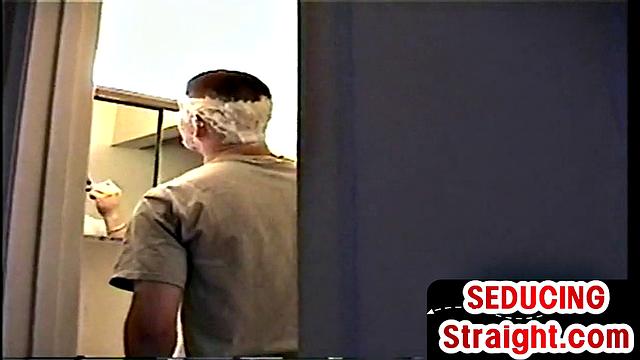 muscular stud seduces straight guy with a deep blowjob and a hot finish