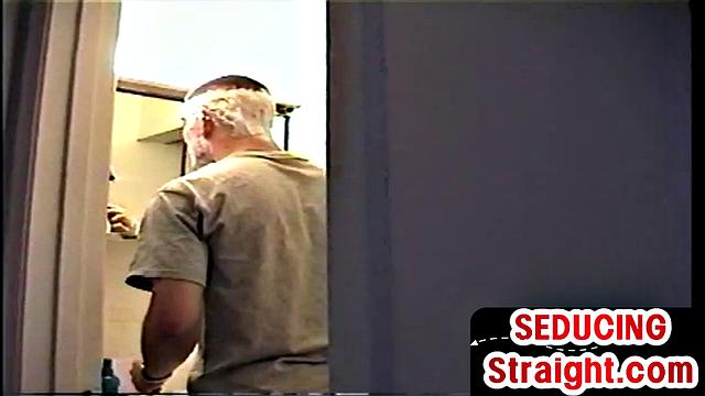 muscular stud seduces straight guy with a deep blowjob and a hot finish